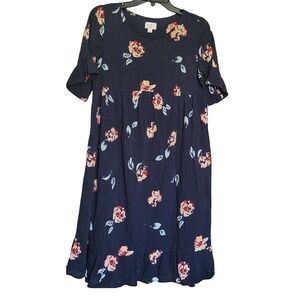 Isabel‎ Maternity Navy Blue Pink Floral Spring Knee Length Lined Career Dress XS